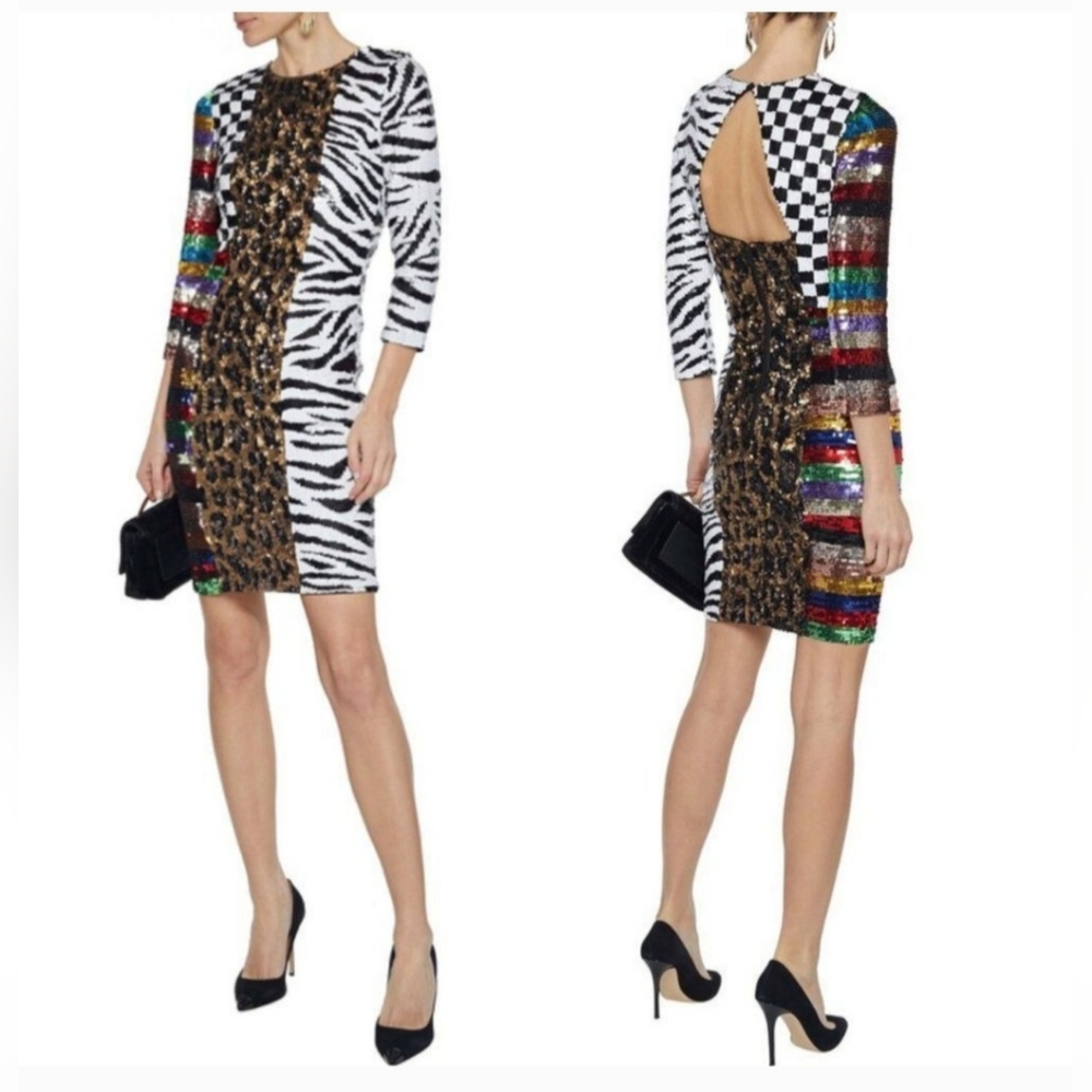 Alice + Olivia Jae Sequin Mini Dress Size 6 - Picture 5 of 16